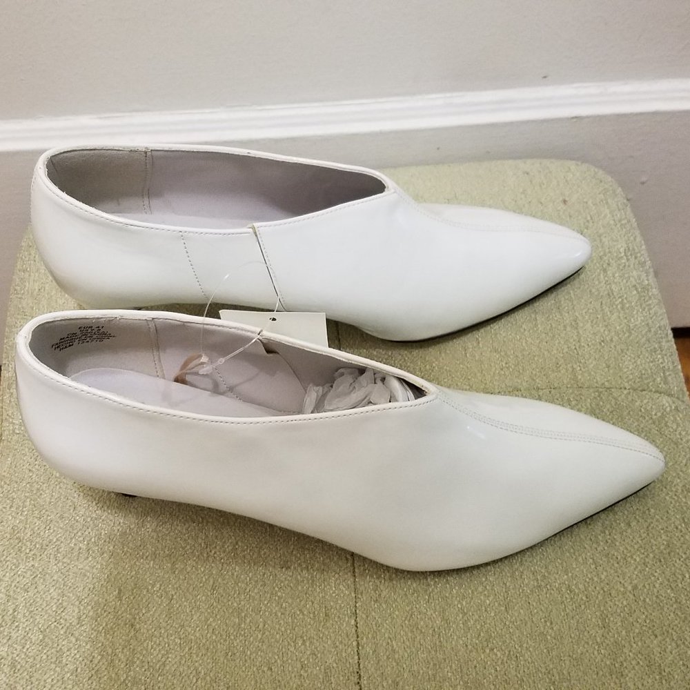H&M White Patent Booties Ankle Boot Heels Shoes NWT EU 41 US 9 9.5